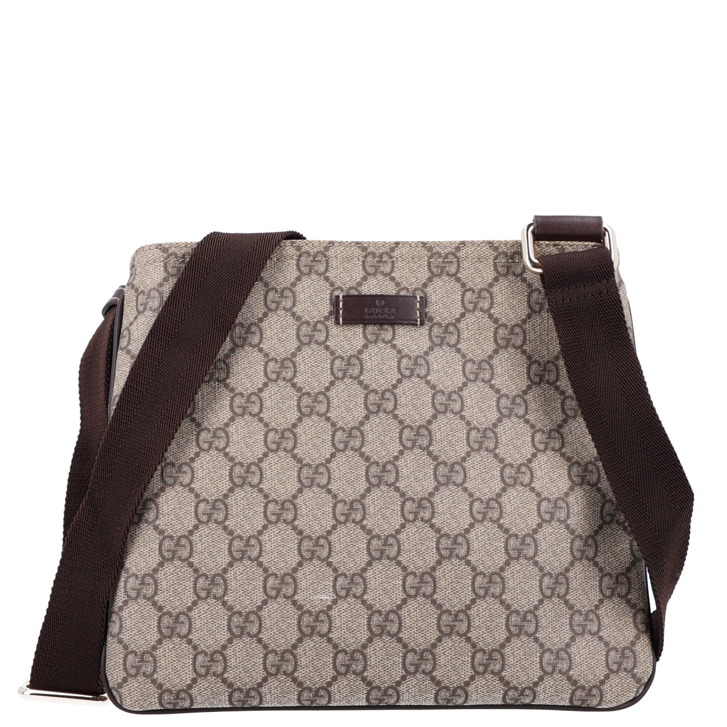 Gucci GG Supreme Monogram Small Flat Messenger Bag Dark Brown 1 of 10