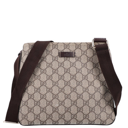 Gucci GG Supreme Monogram Small Flat Messenger Bag Dark Brown 1 of 10