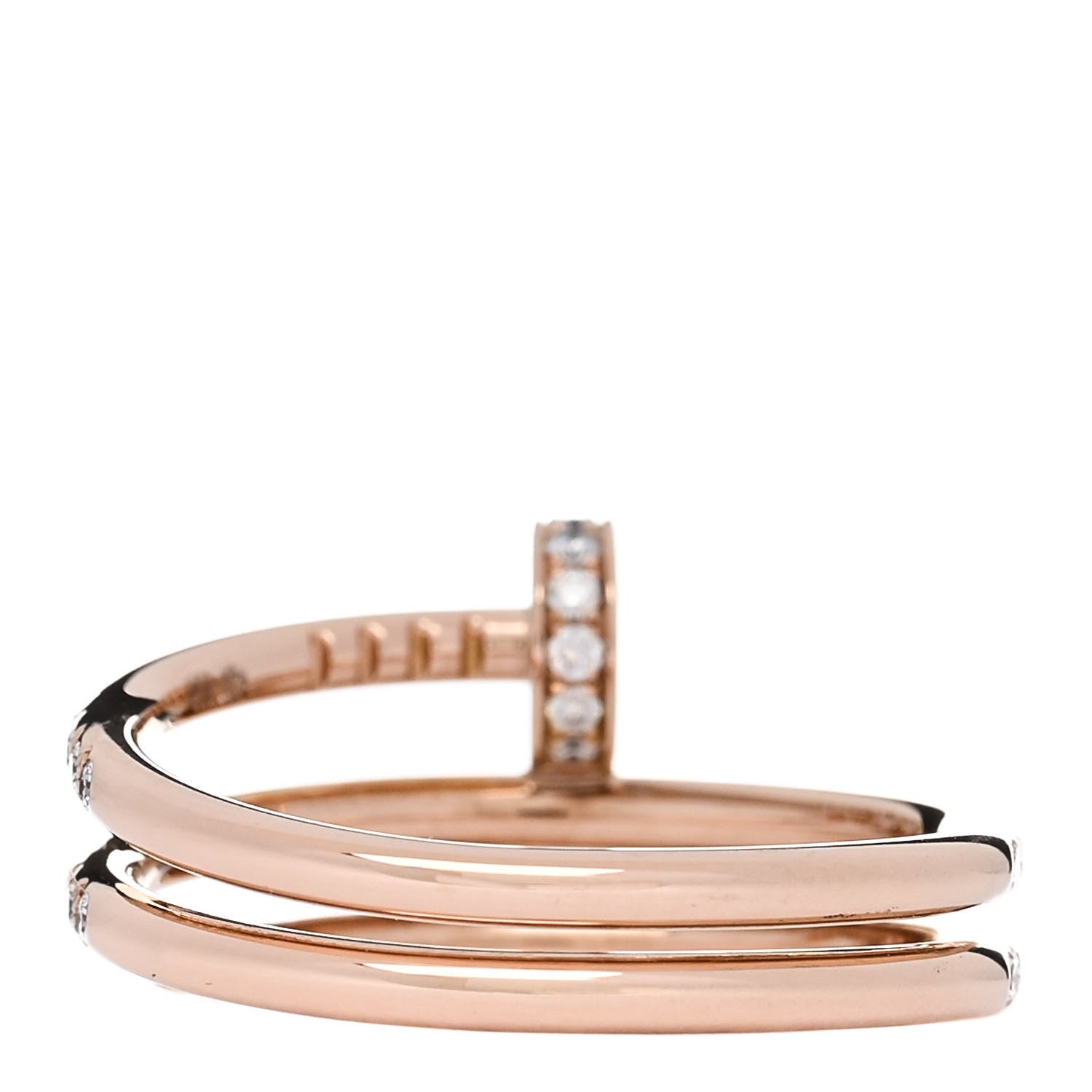 Cartier 18K Pink Gold Diamond Double Juste Un Clou Paved Ring 55 7.25 3 of 5
