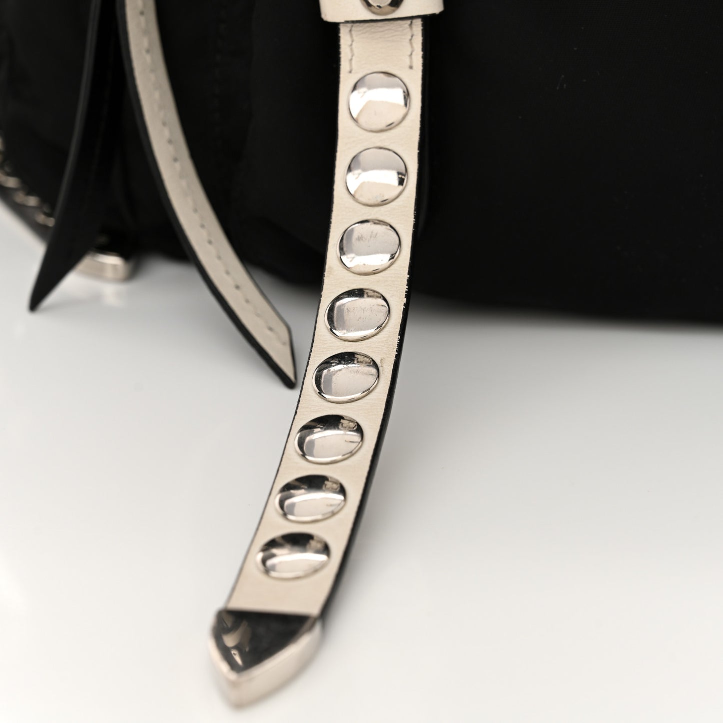 Nylon New Vela Studded Messenger Black White Black White