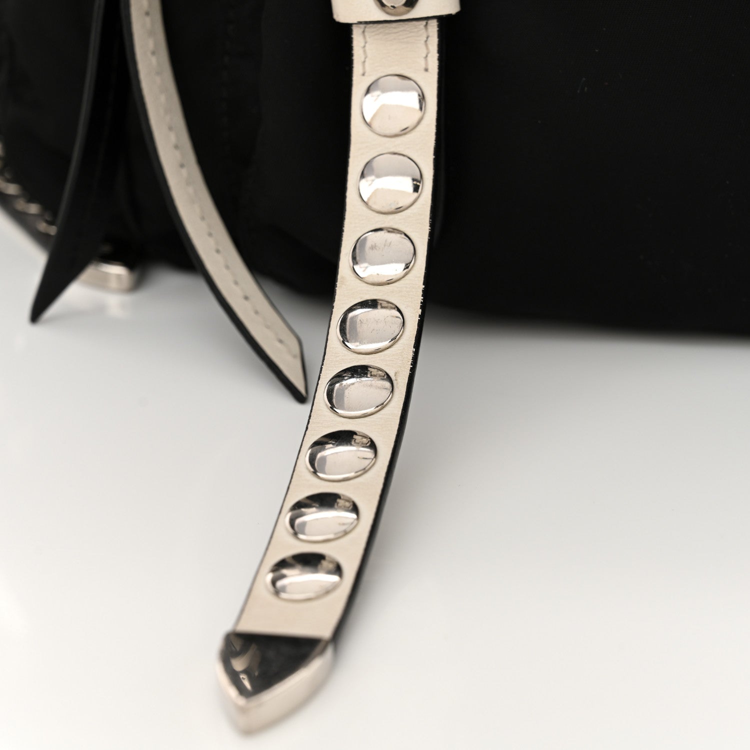 Prada Nylon New Vela Studded Messenger Black White 13 of 15