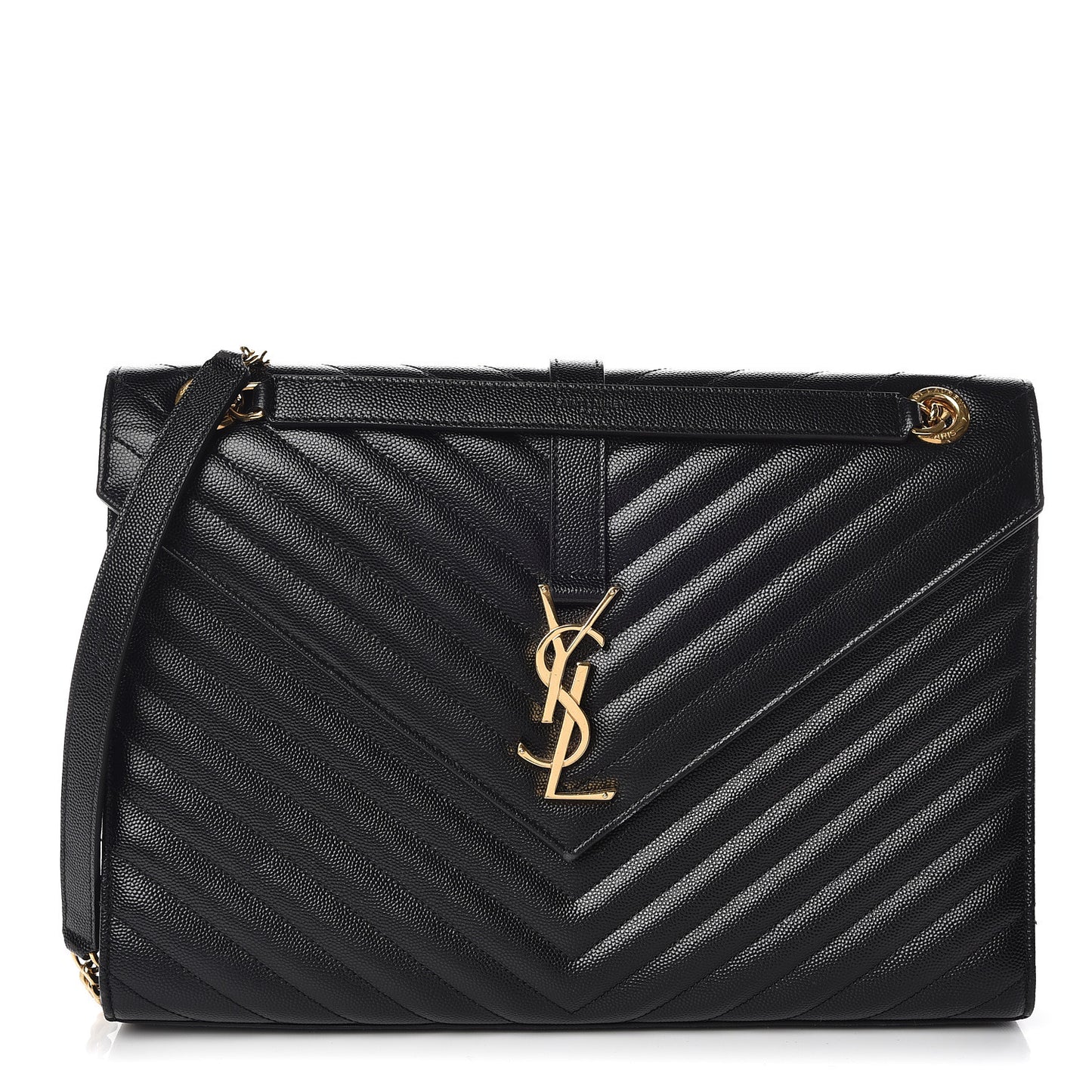 Grain De Poudre Matelasse Chevron Large Monogram Satchel Black