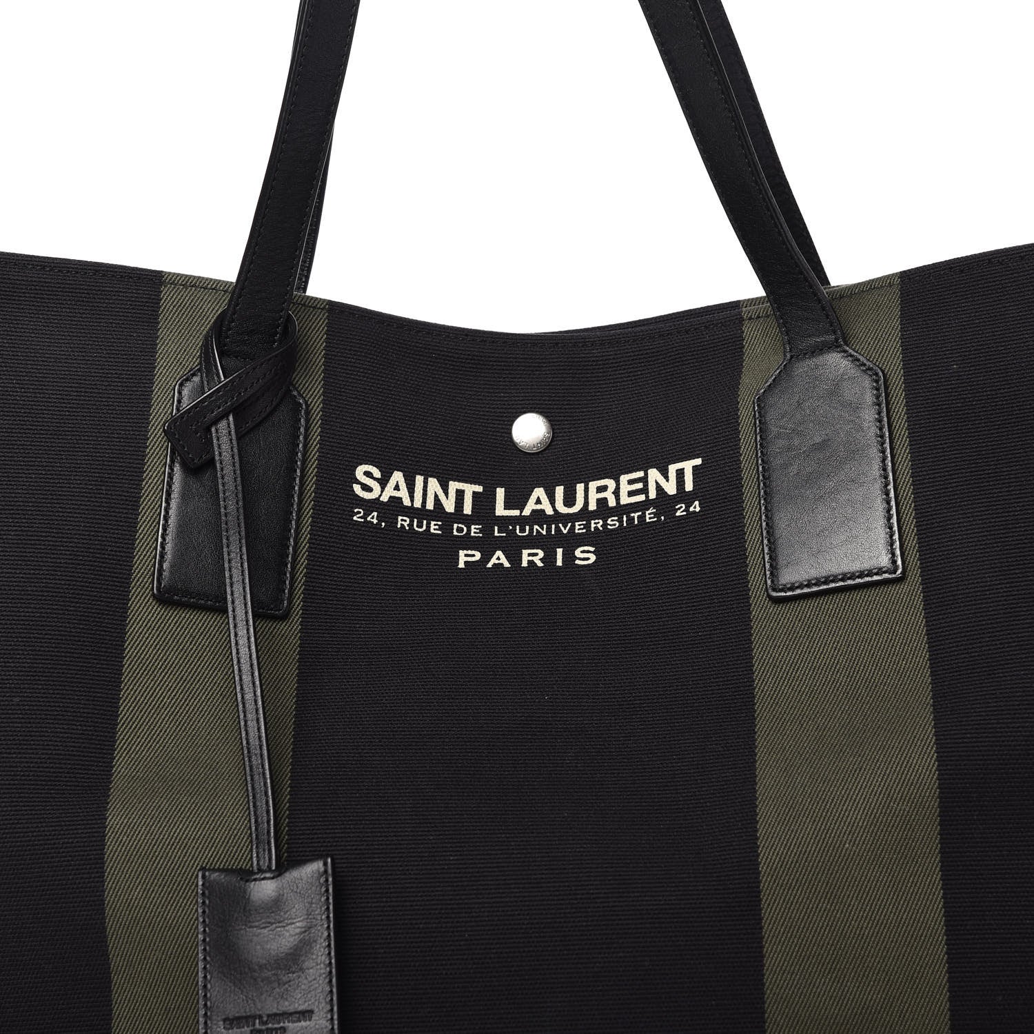 Saint Laurent Canvas Beach Shopping East West Tote Black 10 of 16