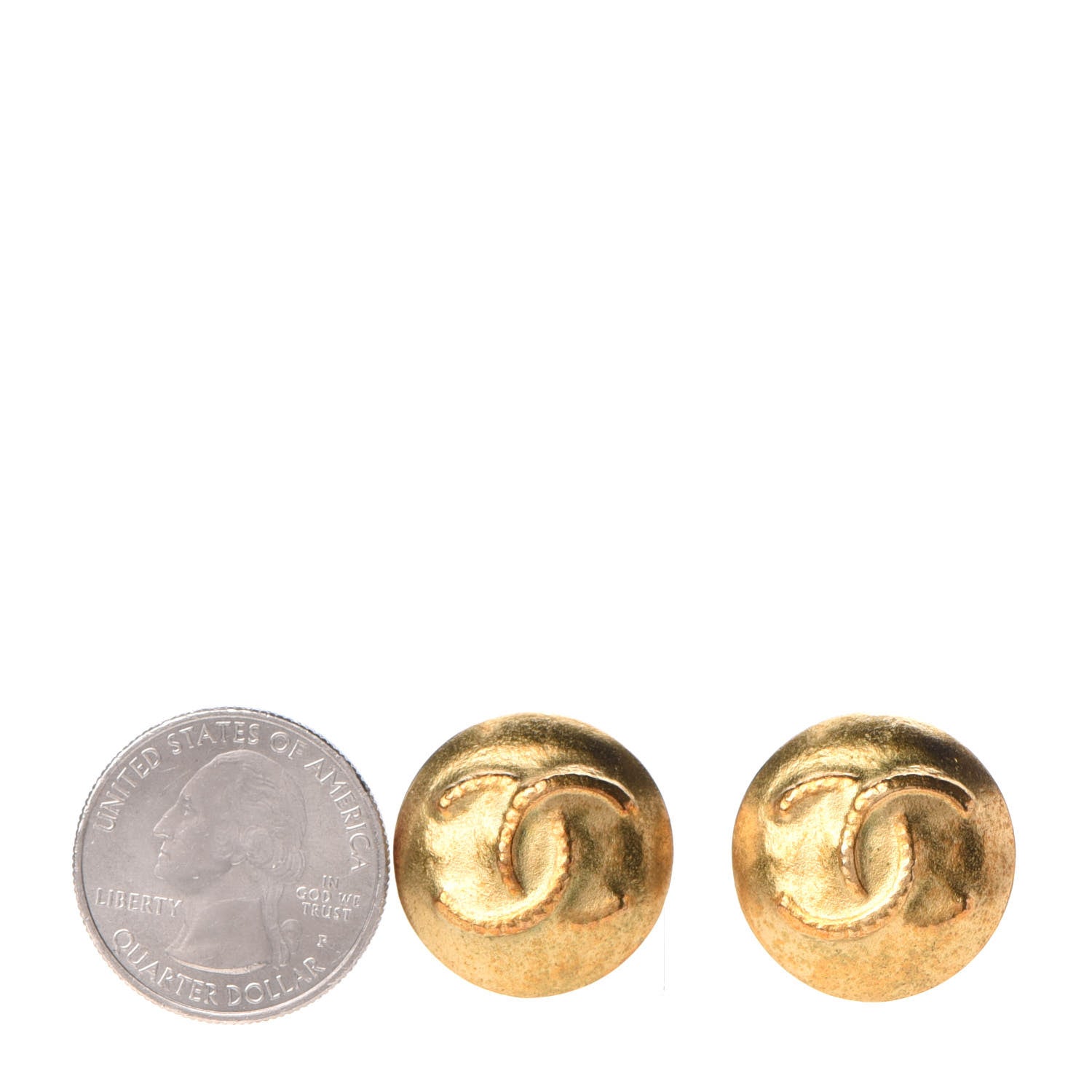 Chanel CC Button Clip On Earrings Gold 2 of 4