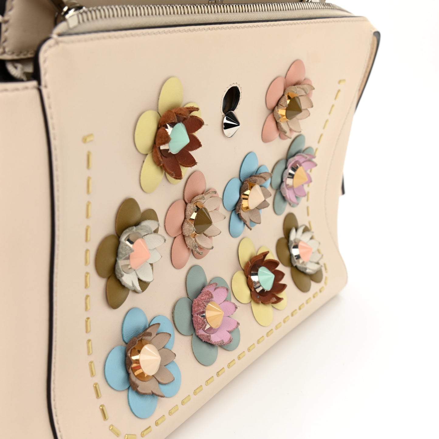 Vitello Baltico Flowerland Studded Dotcom Satchel Camelia Multicolor