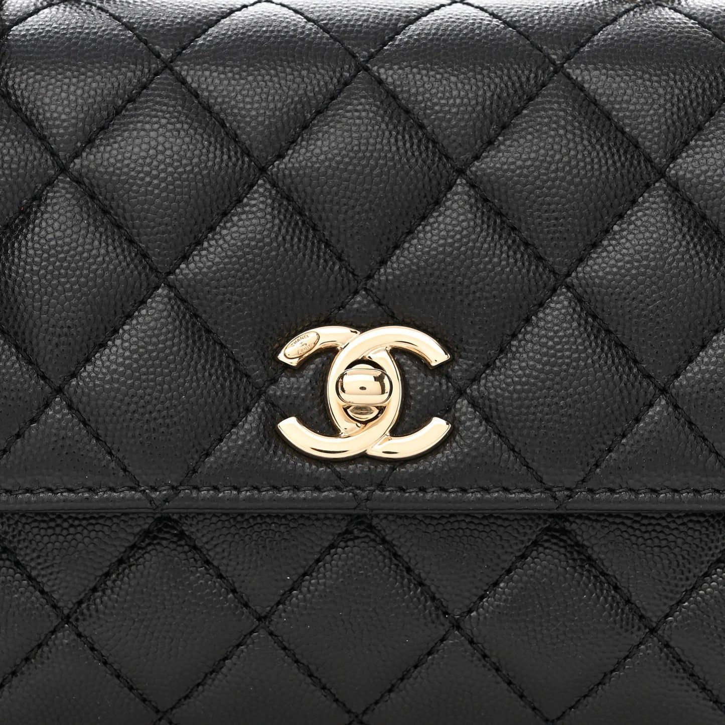 Caviar Quilted Mini Coco Handle Flap Black