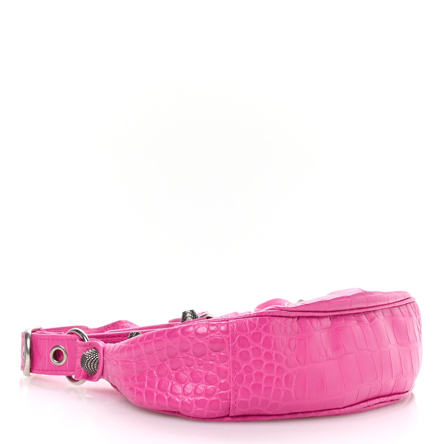 Extra Supple Calfskin Crocodile Embossed XS Le Cagole Shoulder Bag Lipstick Pink