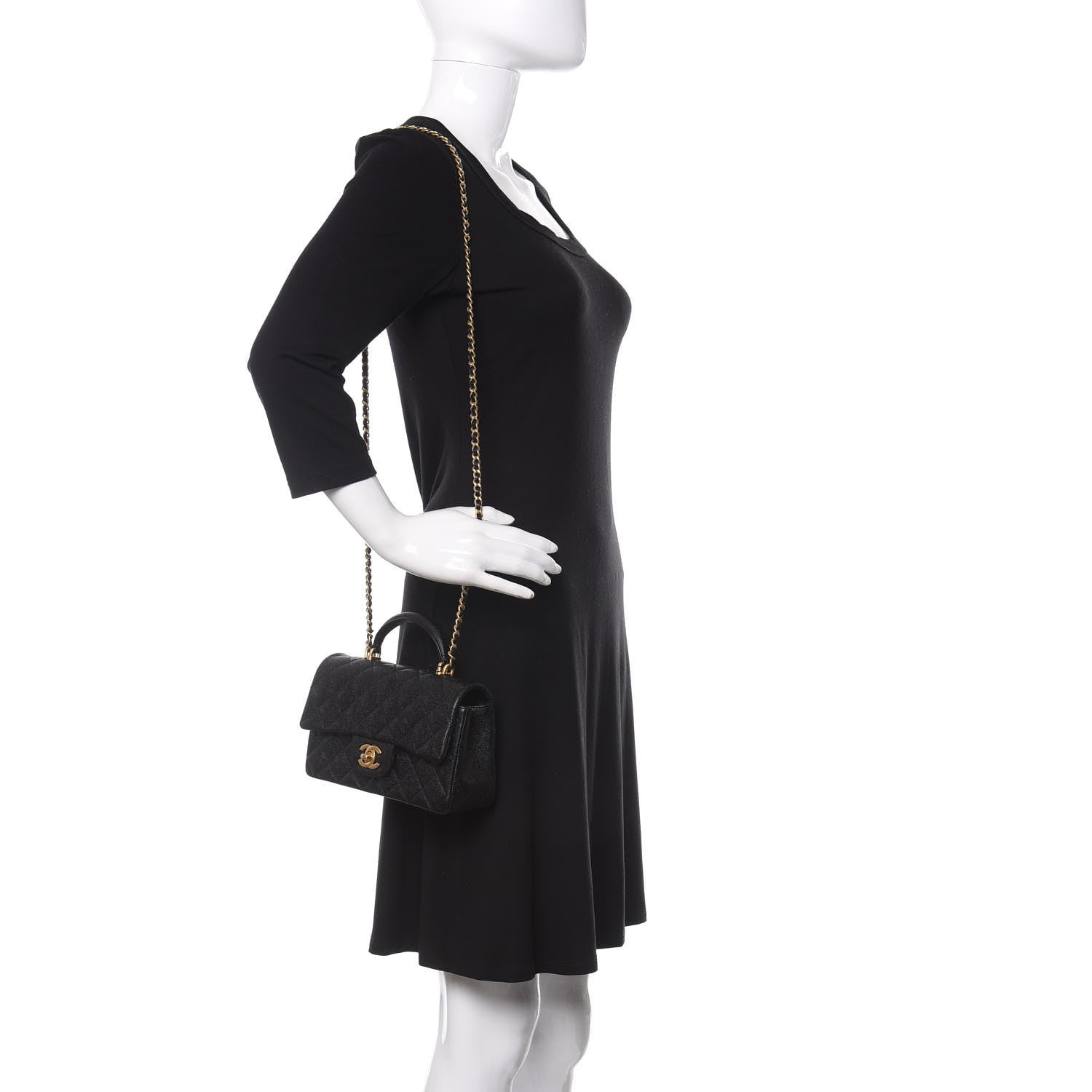 Chanel Caviar Quilted Mini Top Handle Rectangular Flap Black 2 of 9