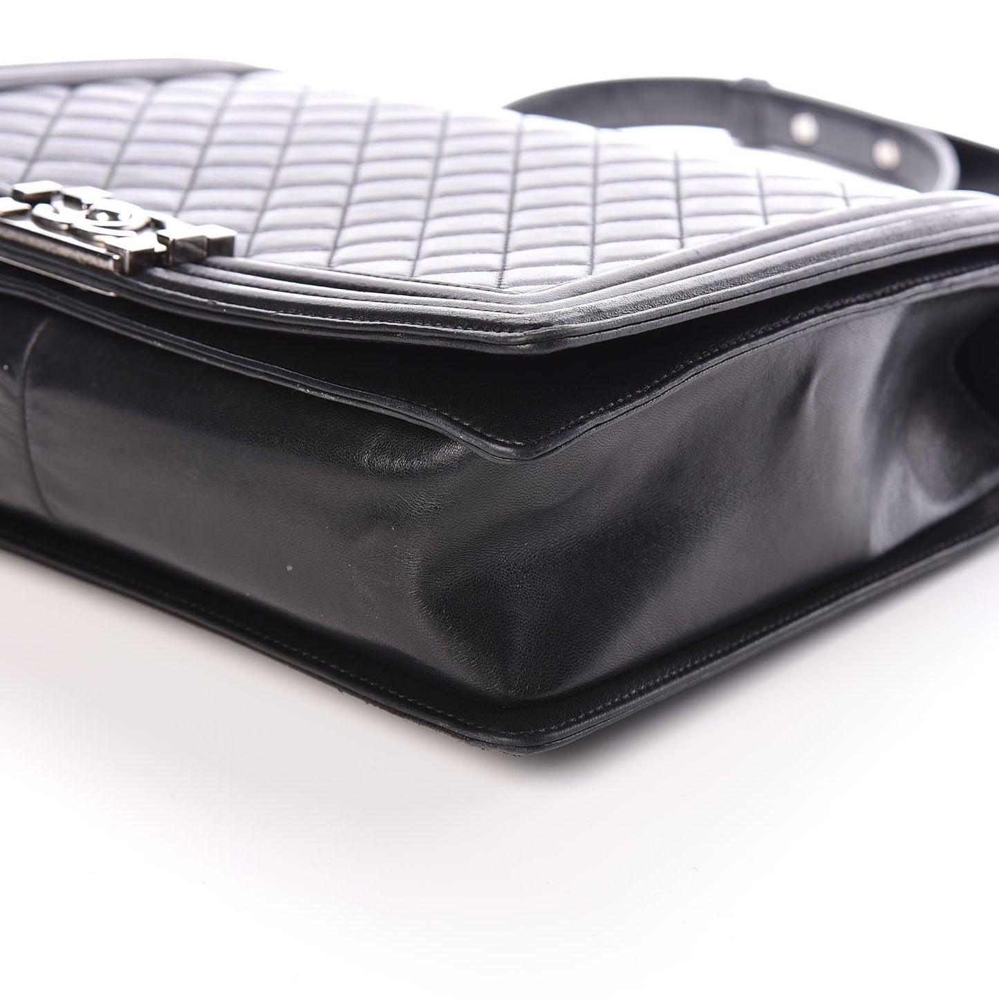 Lambskin Quilted Large Boy Flap Black