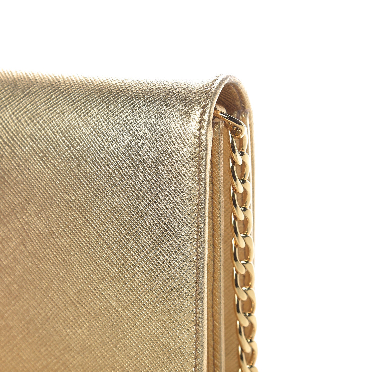 Prada Metallic Saffiano Lux Chain Wallet Platino 11 of 13