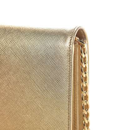 Prada Metallic Saffiano Lux Chain Wallet Platino 11 of 13