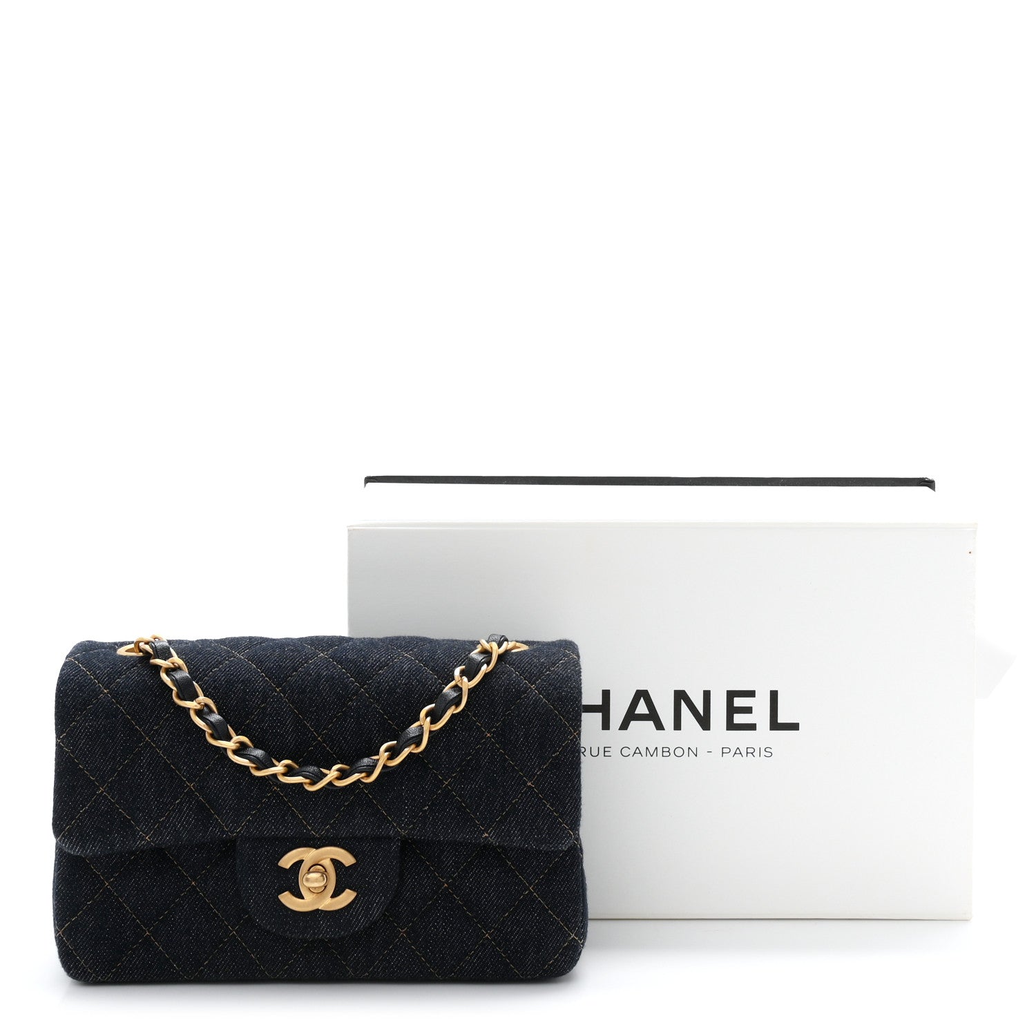 Chanel Denim Quilted Mini Rectangular Flap Dark Blue 11 of 11