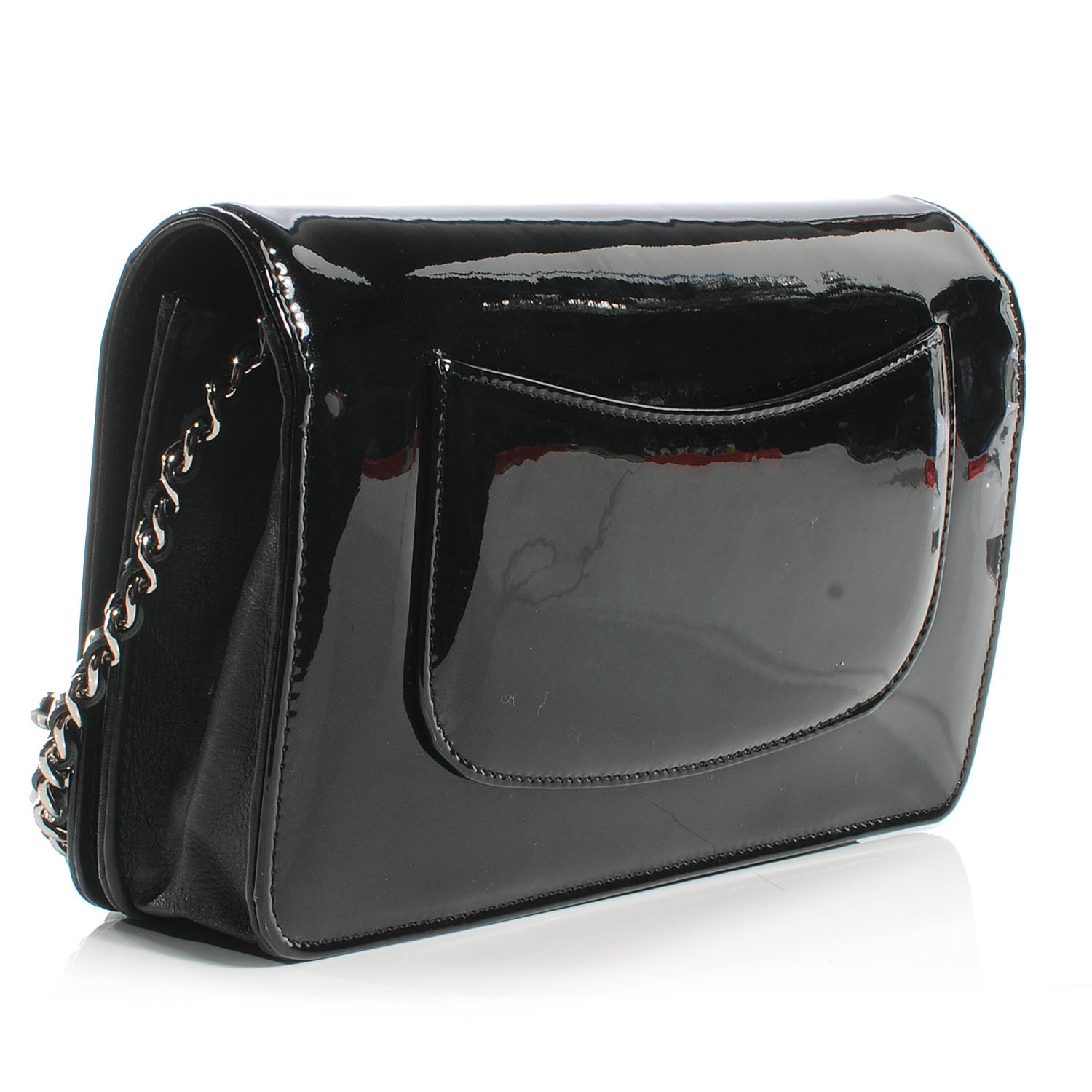 Chanel Patent Strass Wallet On Chain Black 3 of 7