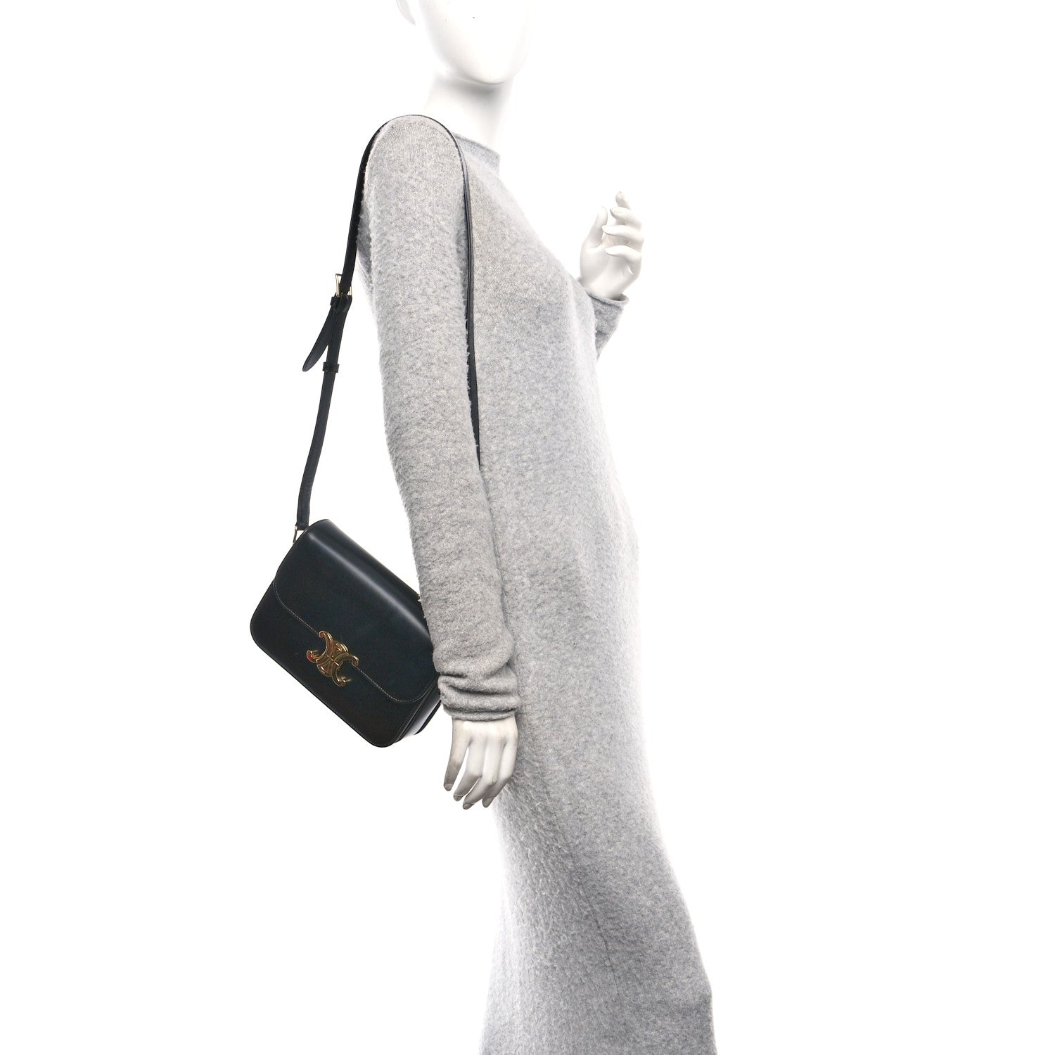 Celine Shiny Calfskin Medium Triomphe Black 2 of 13