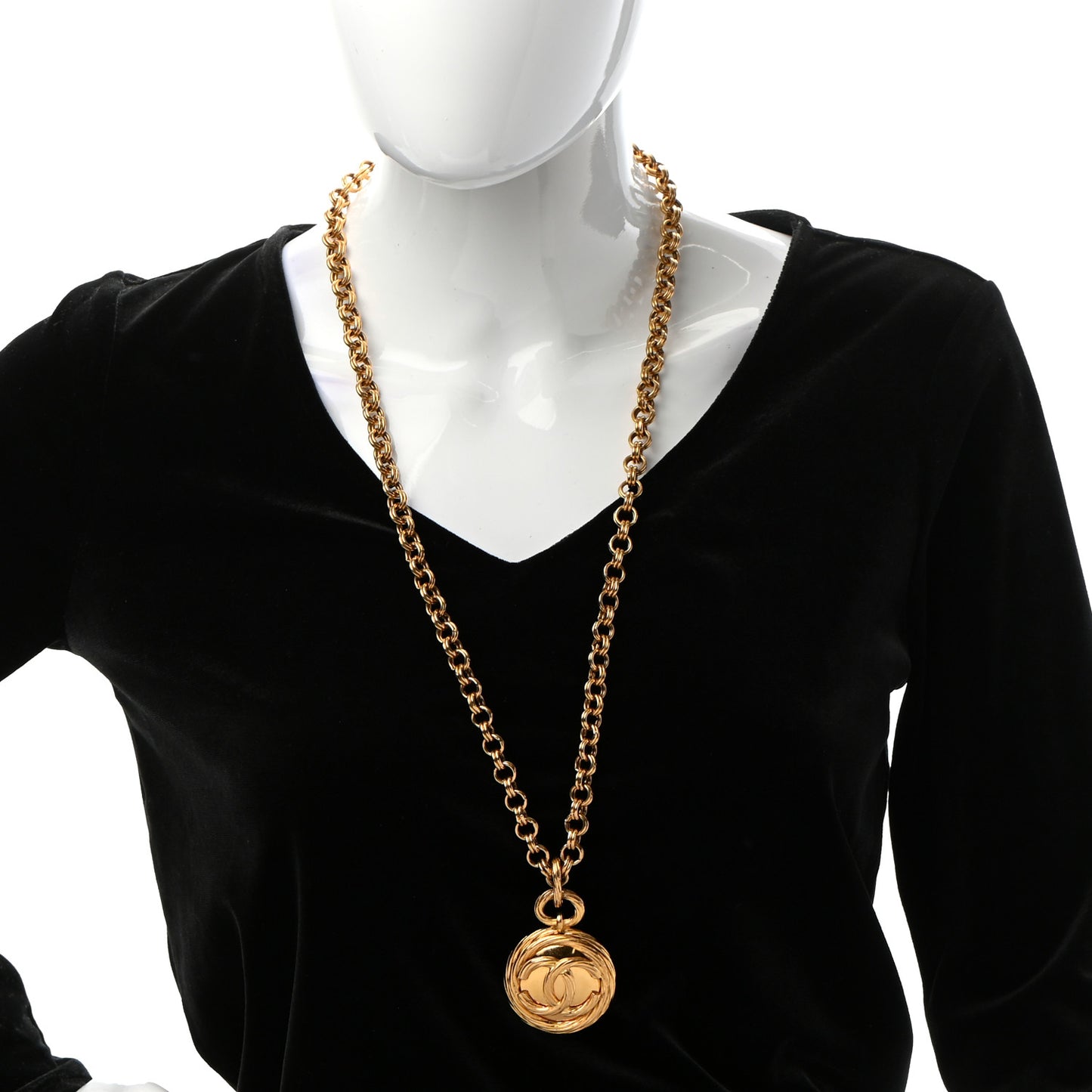 CC Mirror Long Necklace Gold