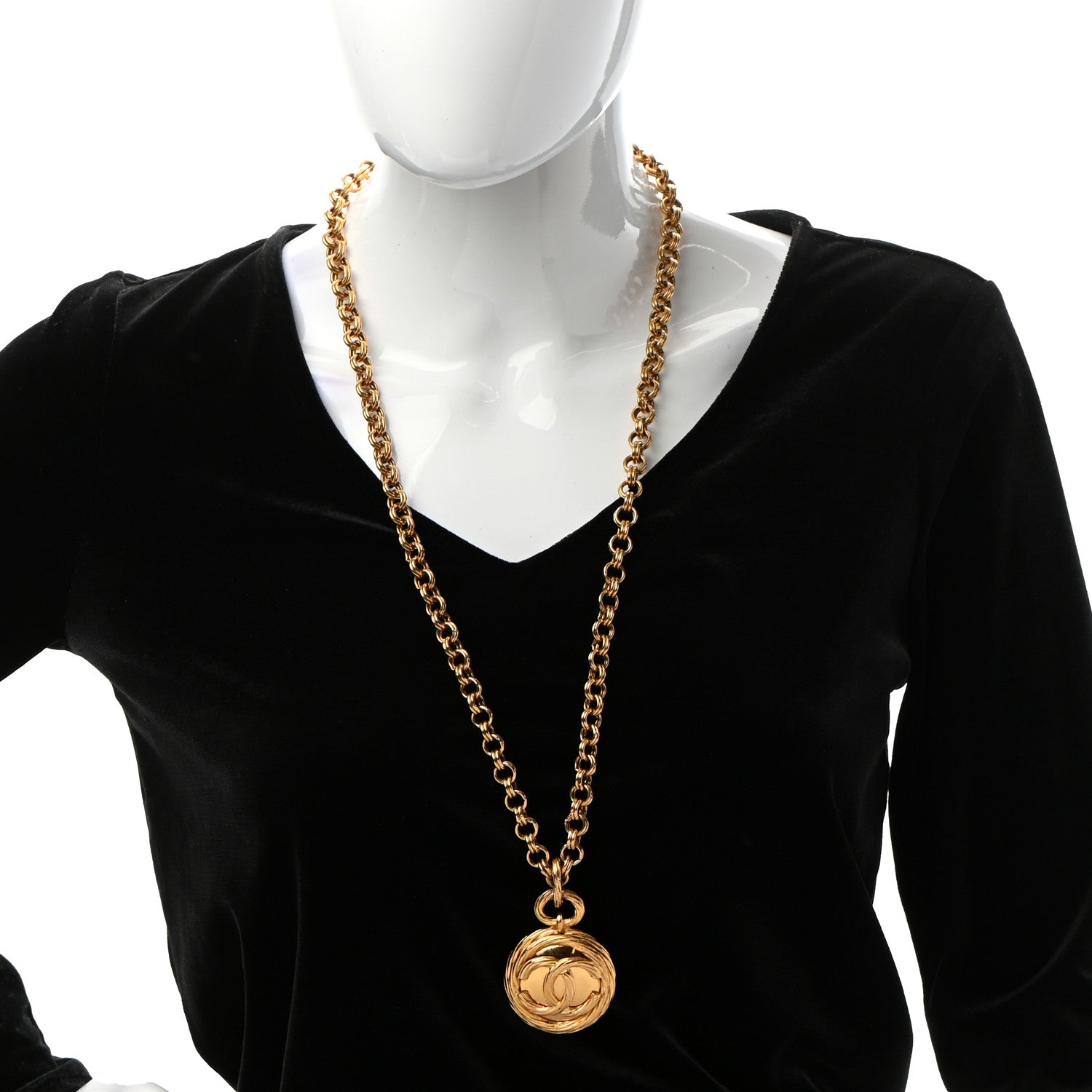 Chanel CC Mirror Long Necklace Gold 2 of 7