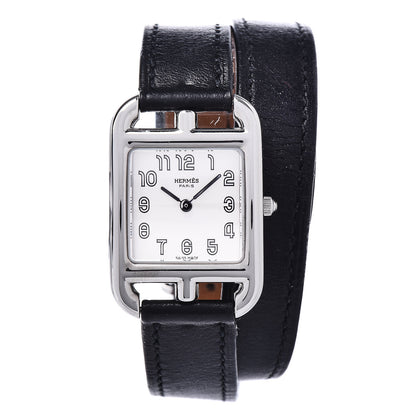 Hermes Stainless Steel Barenia 23mm Cape Cod Double Tour Quartz Watch Noir 1 of 7