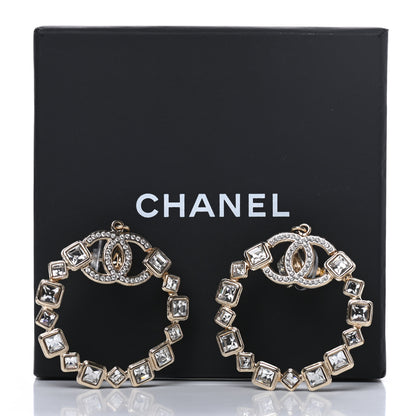 Chanel Crystal CC Drop Hoop Earrings Gold 6 of 6