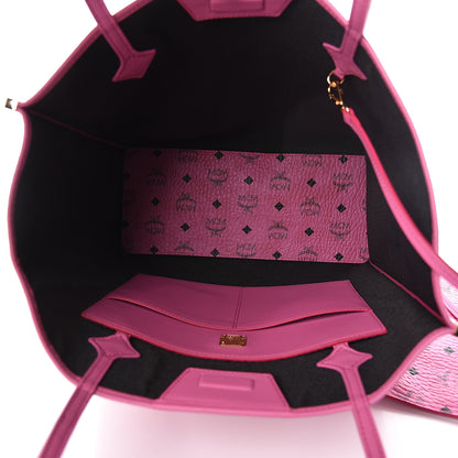 MCM Visetos Kira North South Shopper Tote Pink 6 of 10