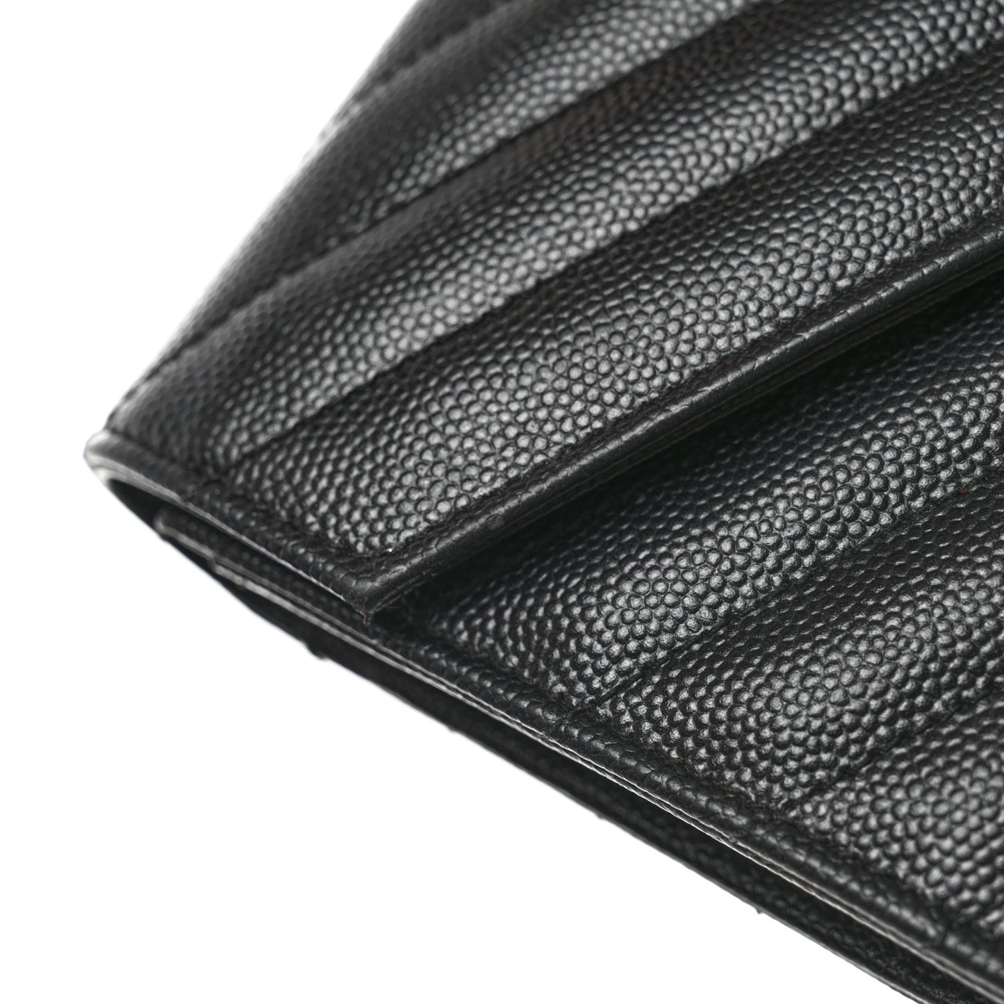 Grain De Poudre Matelasse Chevron Monogram Flap Wallet Black