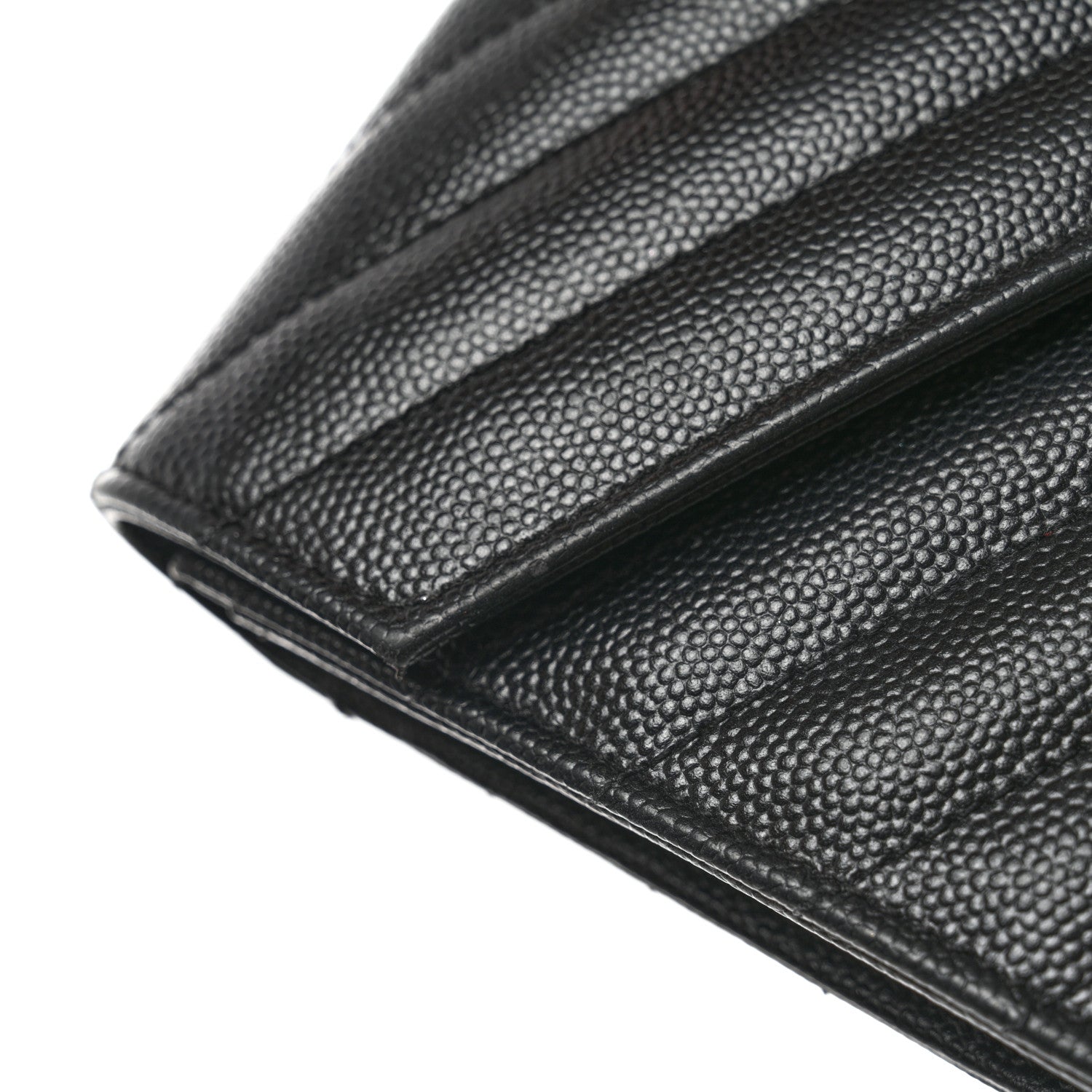 Saint Laurent Grain De Poudre Matelasse Chevron Monogram Flap Wallet Black 10 of 15