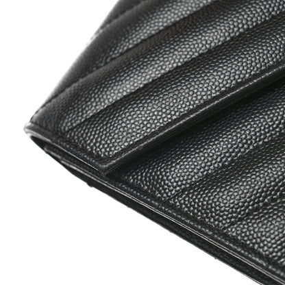 Saint Laurent Grain De Poudre Matelasse Chevron Monogram Flap Wallet Black 10 of 15
