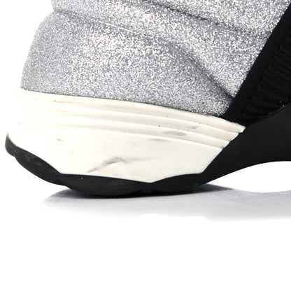 Chanel Glitter Stretch Fabric CC Sneakers 36.5 Black Silver 13 of 16