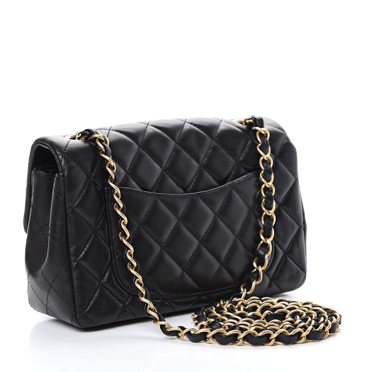 Lambskin Quilted Mini Rectangular Flap Black