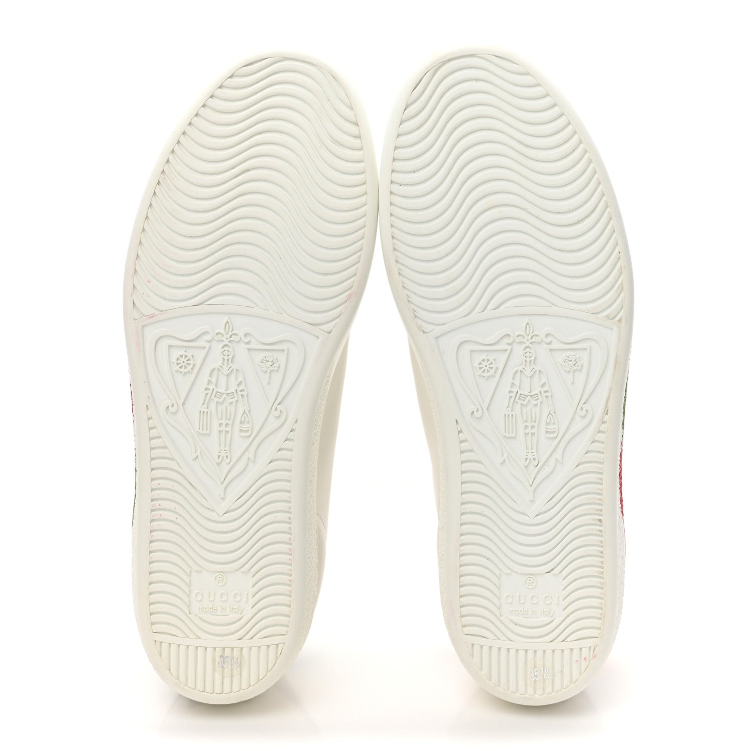 Gucci Calfskin Interlocking G Womens New Ace Sneakers 35.5 White Red Flame Green 7 of 13