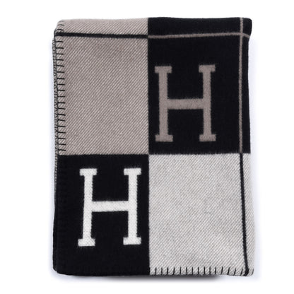 Hermes Wool Cashmere Avalon III Blanket Ecru Black 4 of 4