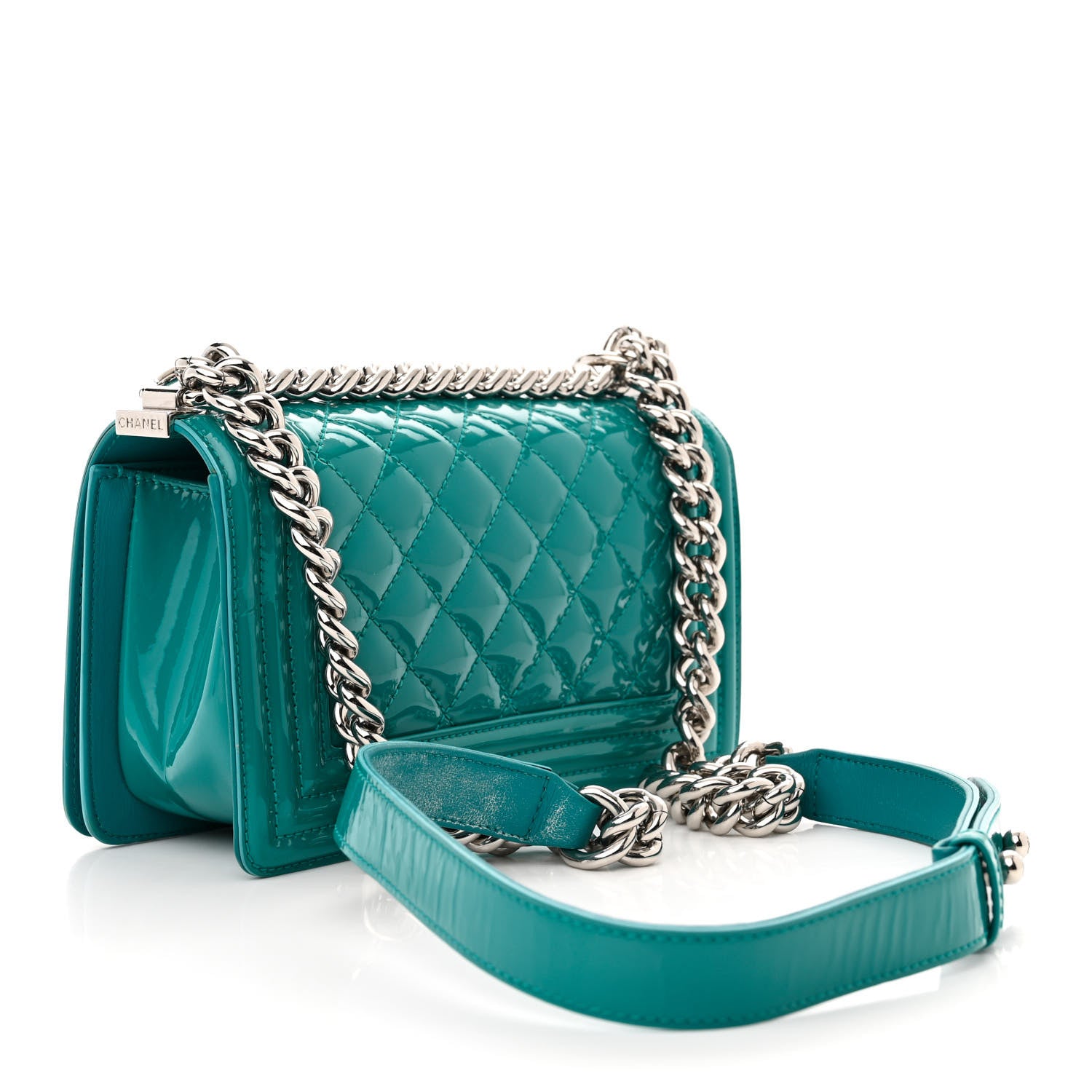 Chanel Patent Calfskin Small Plexiglass Boy Flap Green 3 of 14
