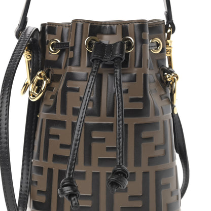 Fendi Vitello Liberty F is Fendi Bi-Color FF 1974 Embossed Mini Mon Tresor Bucket Bag Maya Black 8 of 11