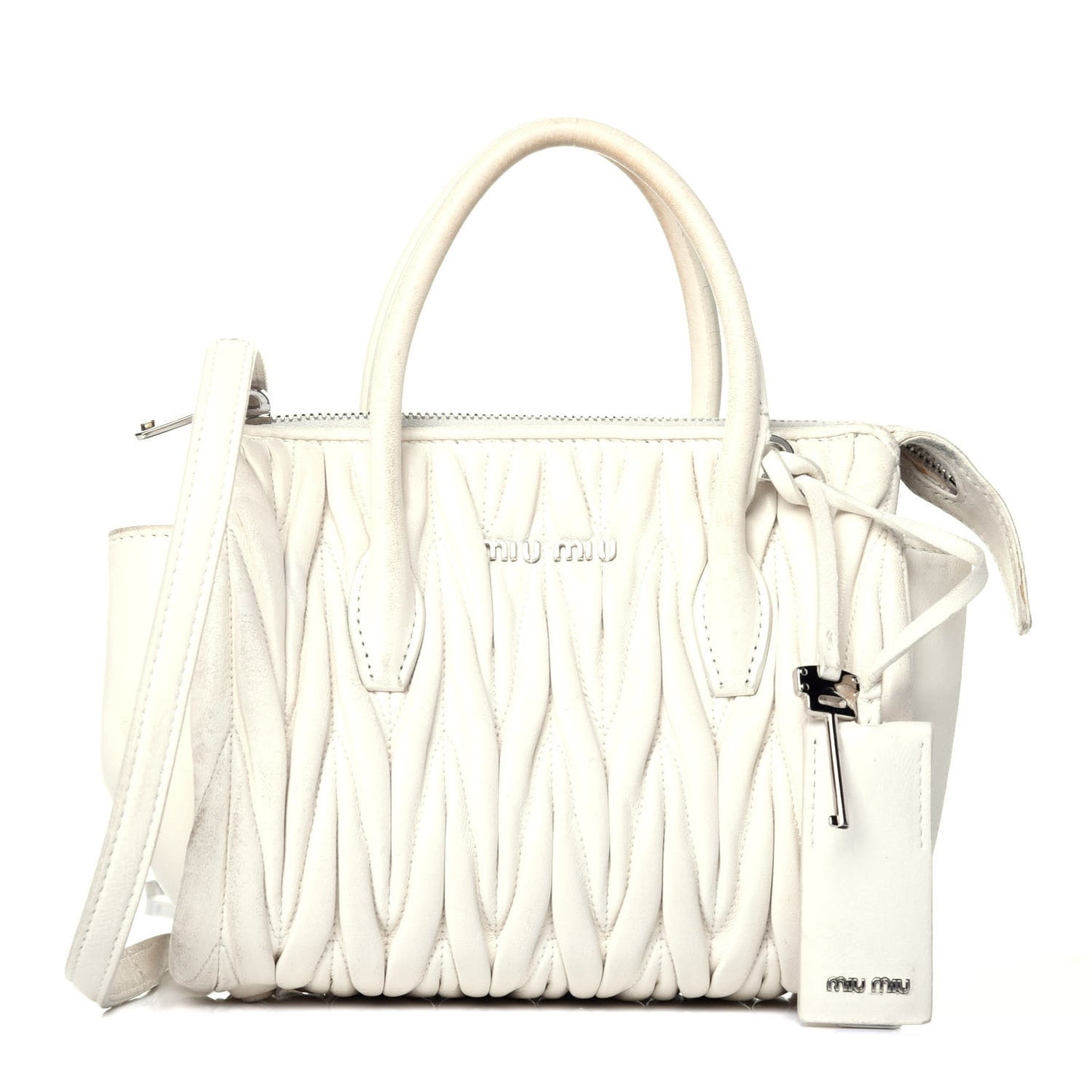 Nappa Matelasse Lux Mini Crossbody Tote Bianco