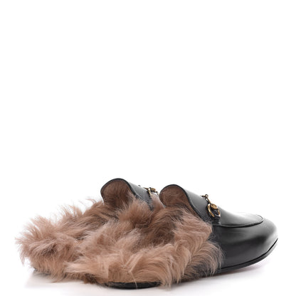 Gucci Calfskin Fur Womens Princetown Slippers 39 Black 4 of 8