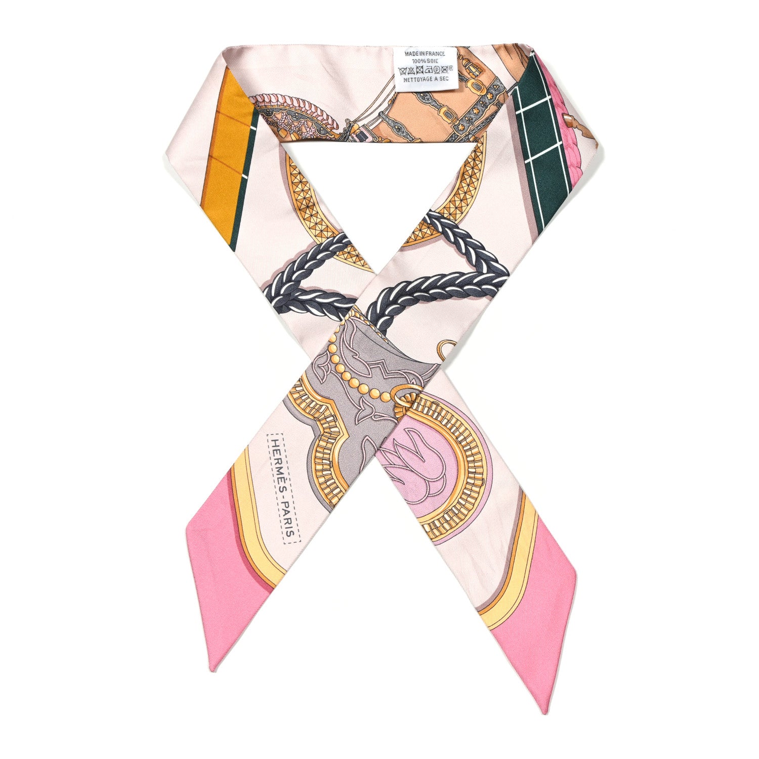 Hermes Silk Grand Apparat Twilly Rose Nacre Gold Anthracite 1 of 4