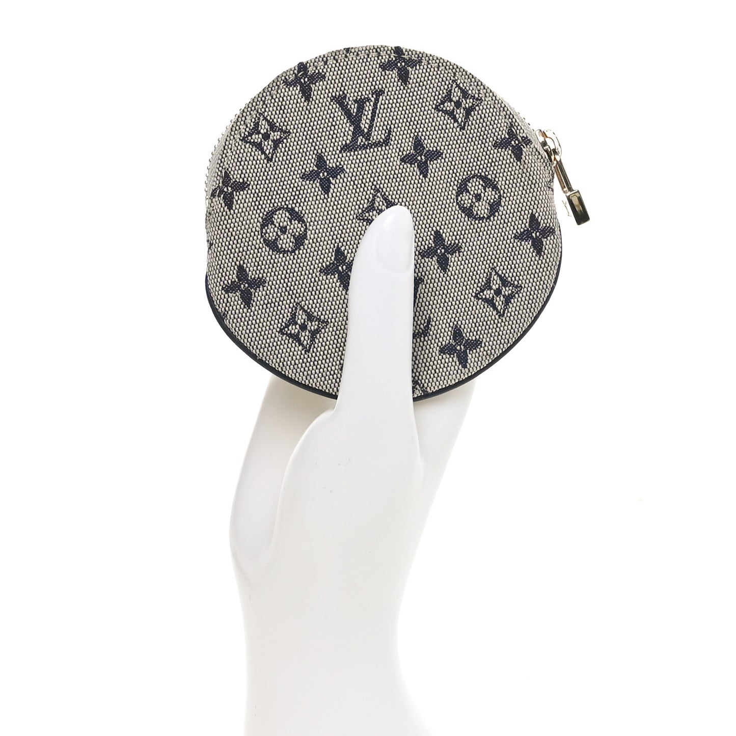 Mini Lin Croisette Round Coin Purse Blue