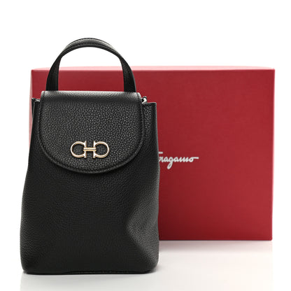 Salvatore Ferragamo Hammered Calfskin Gancini Mini Bag Black 10 of 10