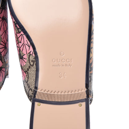 Gucci GG Supreme Monogram Bengal Womens Princetown Slippers 34 Beige Crop Pink 7 of 9