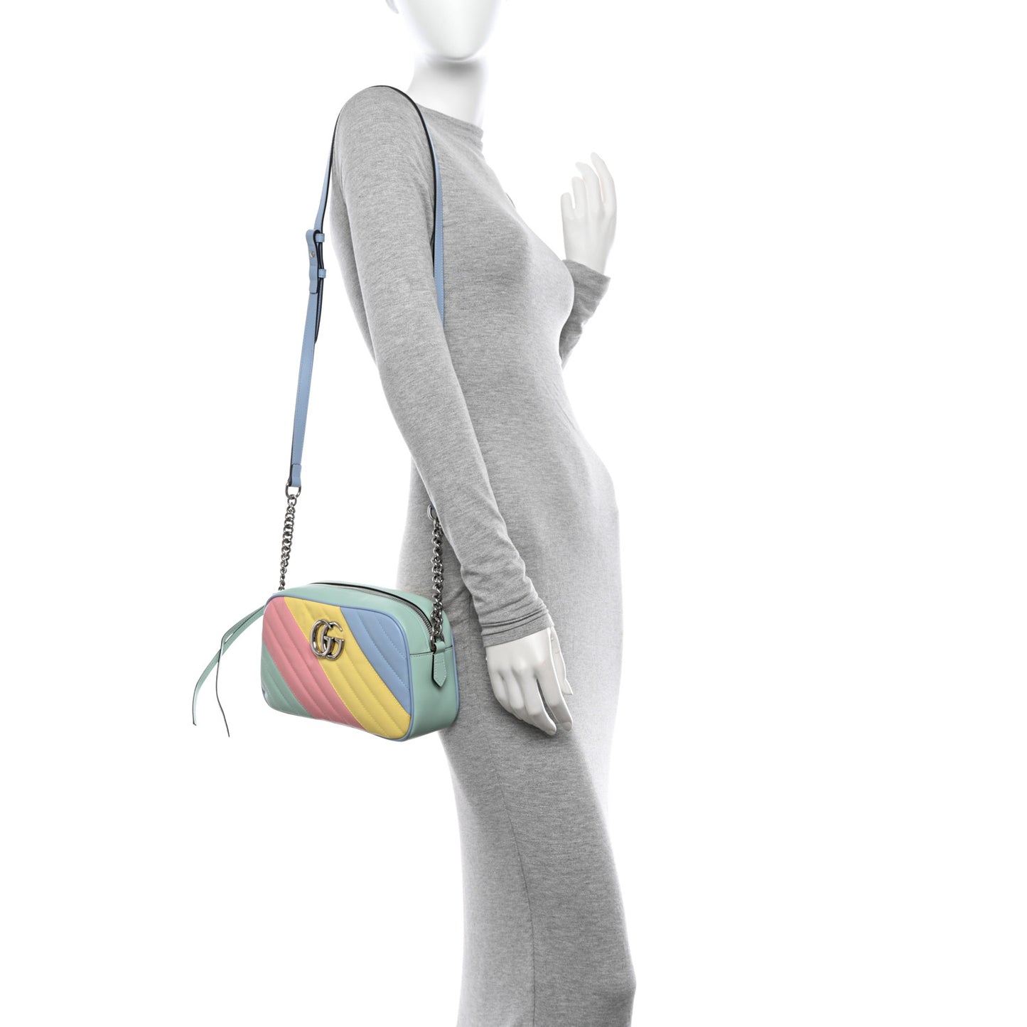 Calfskin Matelasse Diagonal Small GG Marmont Chain Shoulder Bag Multicolor Pastel