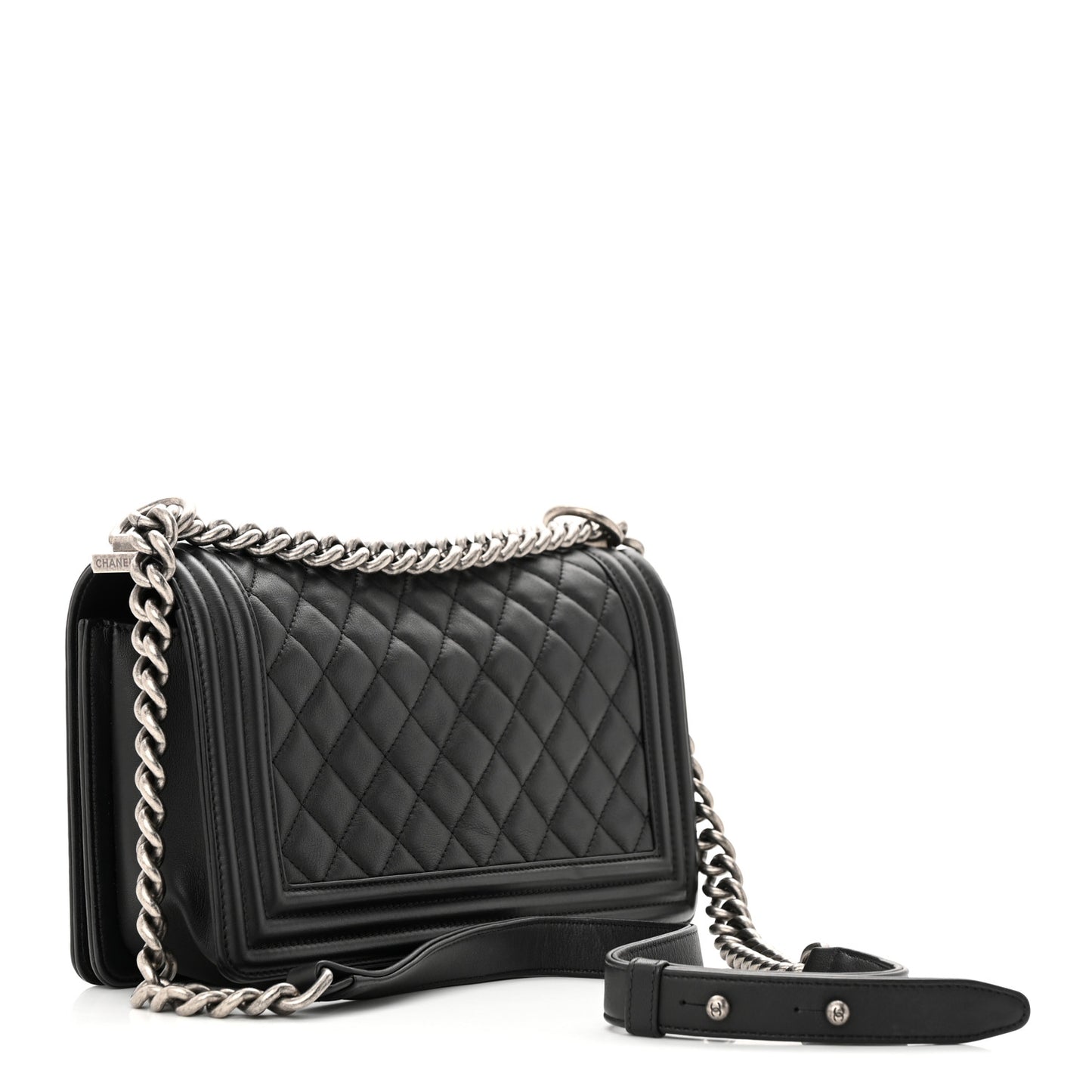 Calfskin Quilted Medium Boy Flap Black