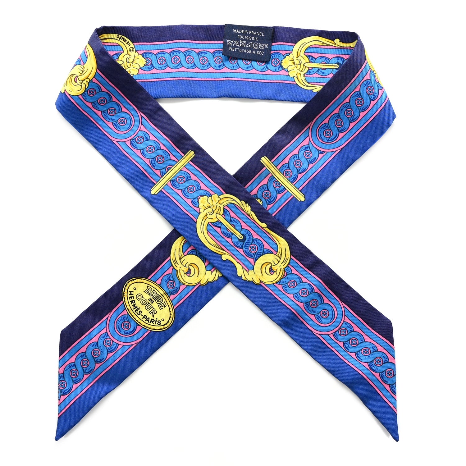 Hermes Silk Bride De Cour Twilly Indigo Rose Vif Gold 1 of 5