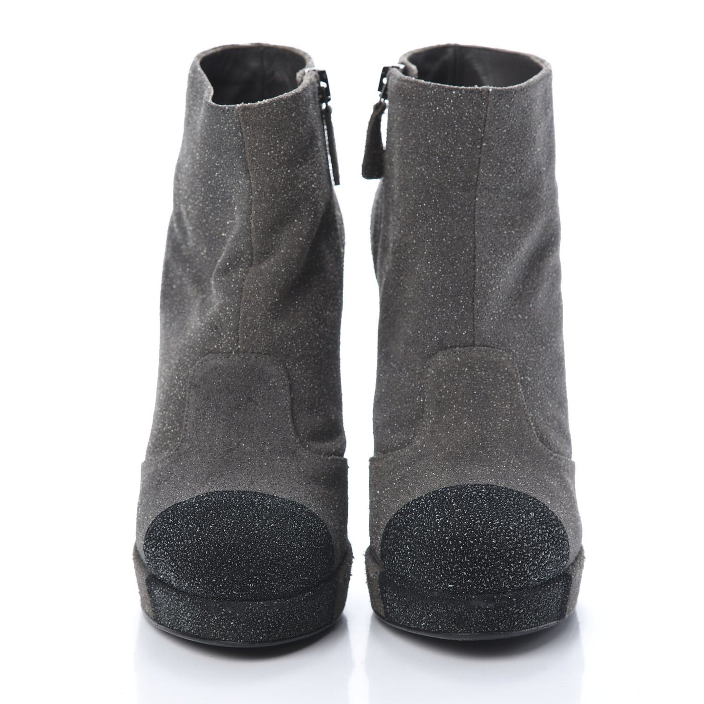 Glitter Suede Cap Toe Short Boots 37.5 Taupe Black