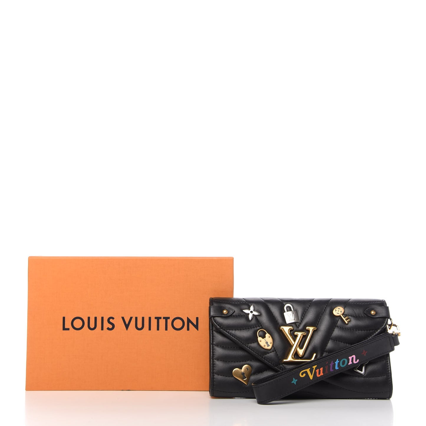 Calfskin Love Lock New Wave Long Wallet Black