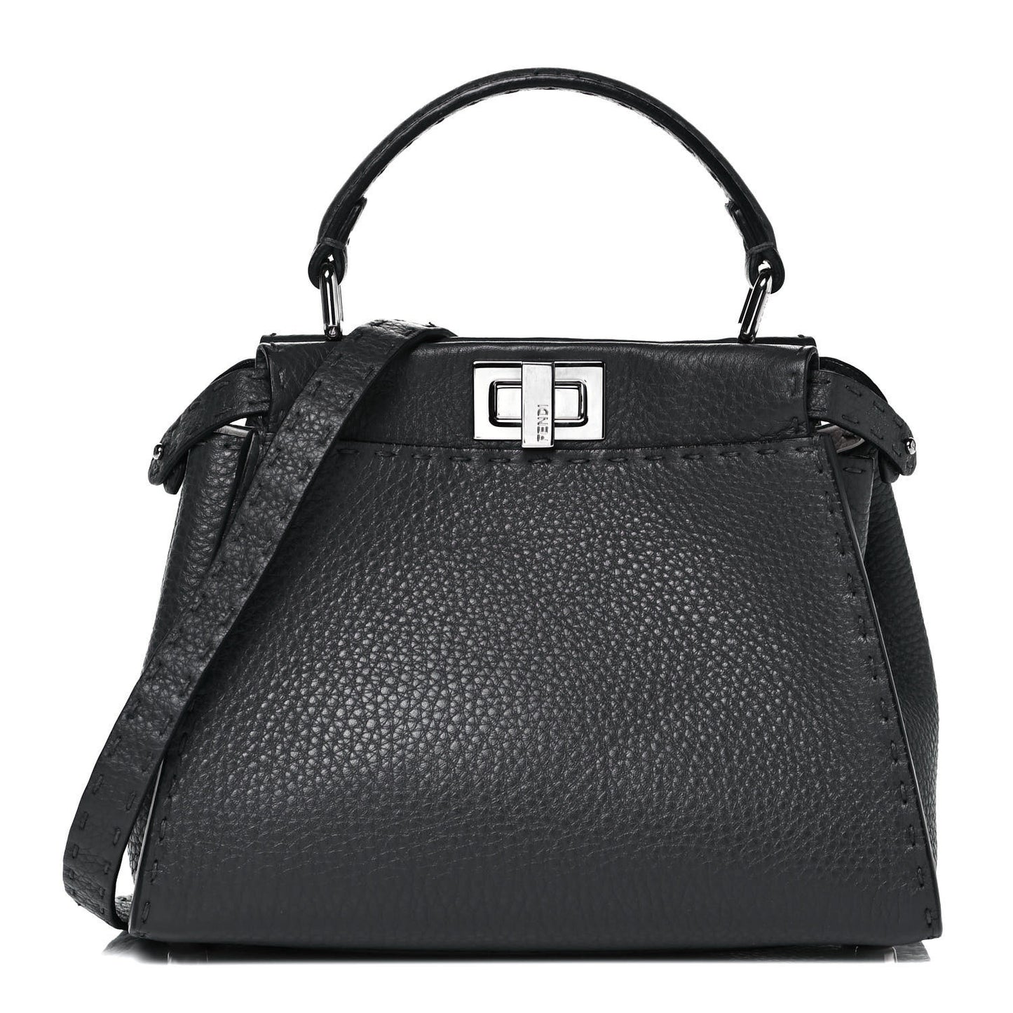 Cuoio Romano Selleria Bi-Color Mini Peekaboo Iconic Satchel Asfalto Latte