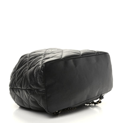Chanel Lambskin Quilted Drawstring Backpack Black 4 of 9