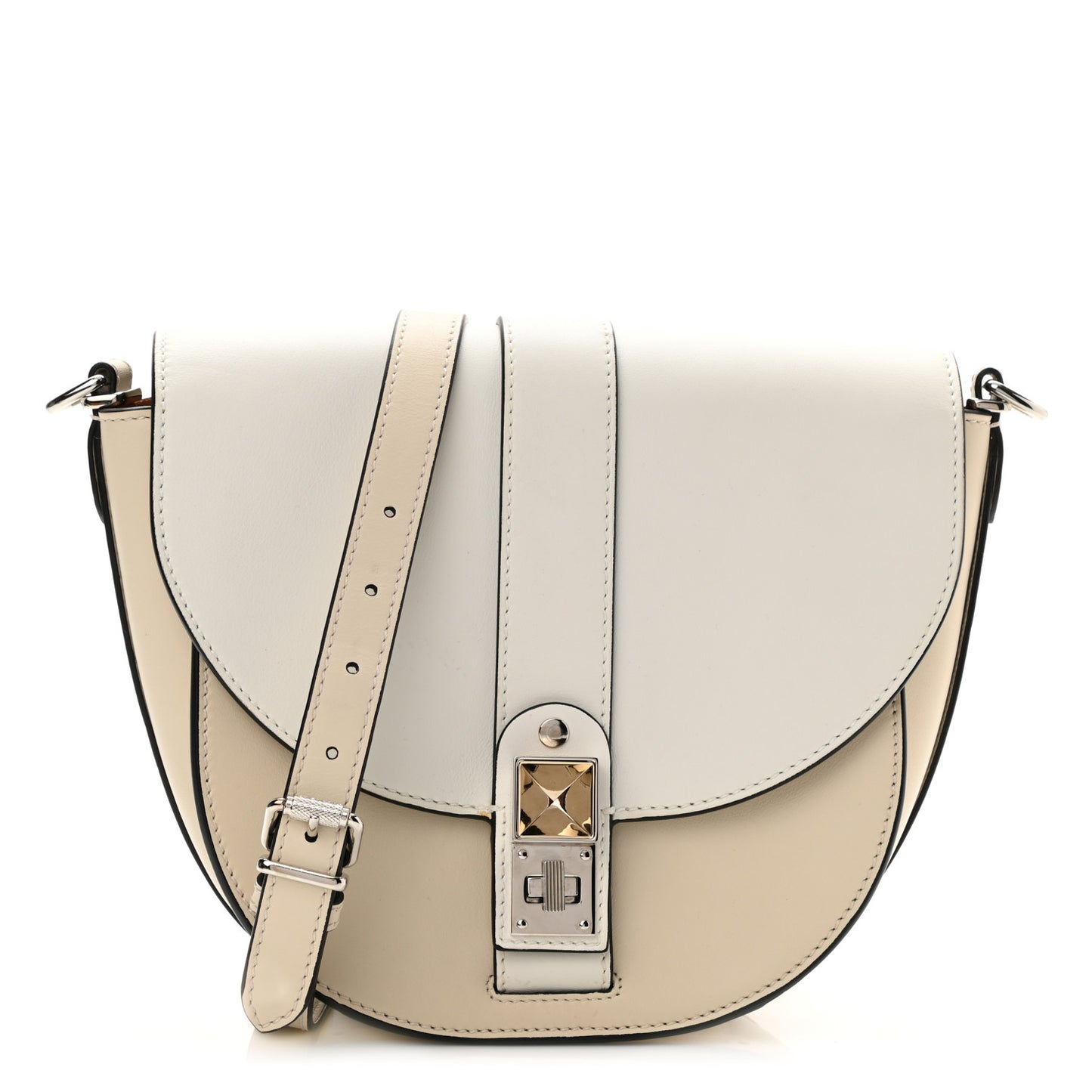 Calfskin PS11 Medium Saddle Bag Optical White Clay