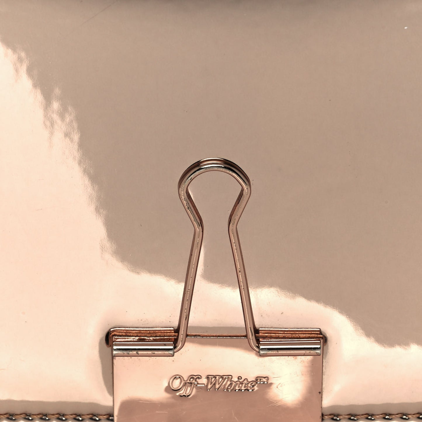 Patent Mirror Binder Clip Bag Rose Gold