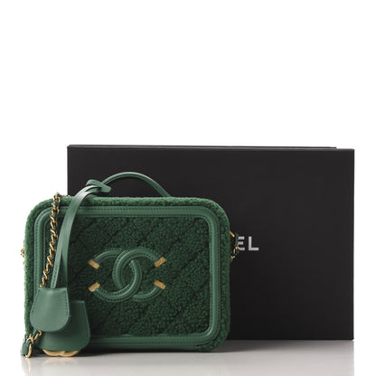 Chanel Lambskin Shearling Quilted Small CC Filigree Vanity Case Green 11 of 11