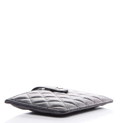 Chanel Iridescent Caviar Quilted Classic Strap Pouch Black 4 of 9