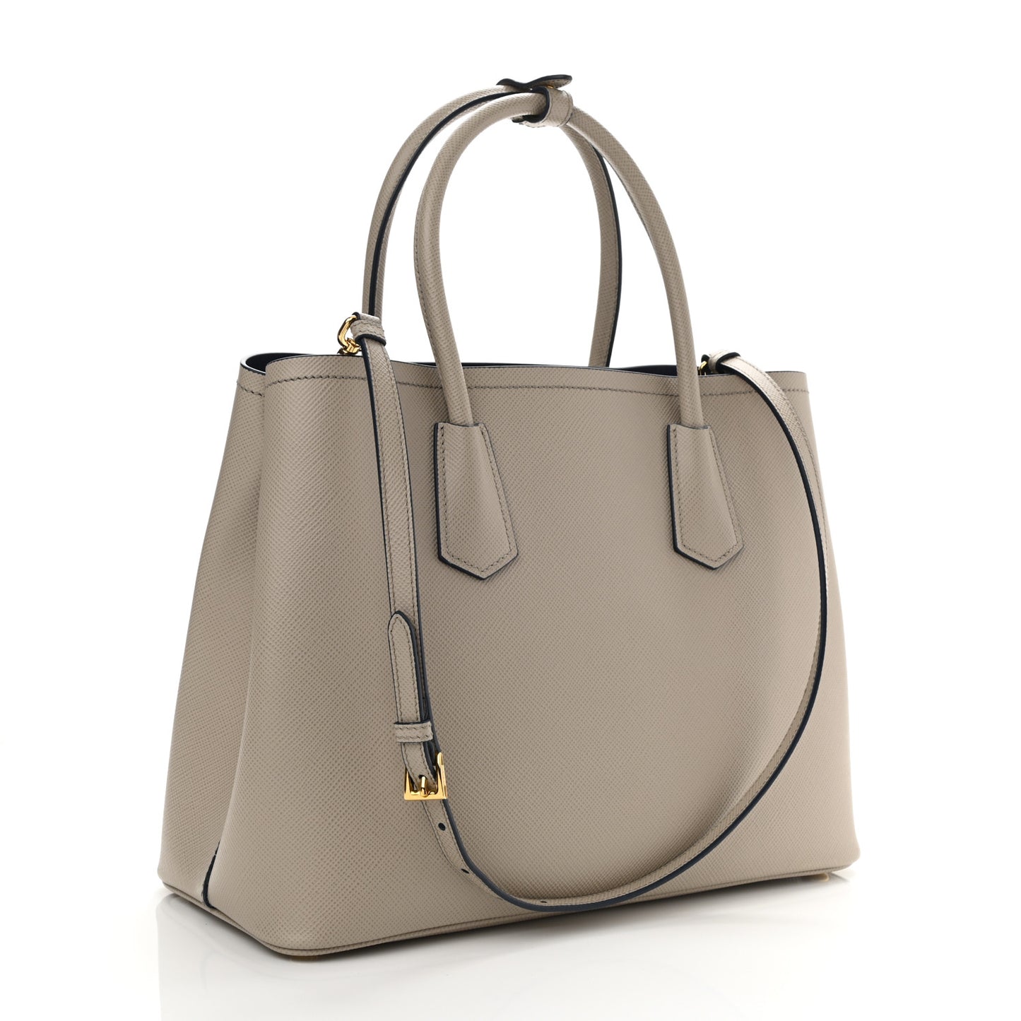 Saffiano Cuir Medium Double Bag Pomice Bluette